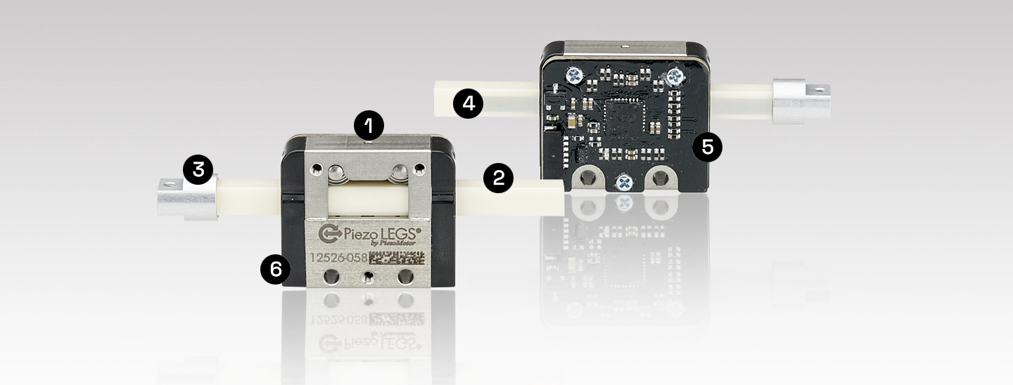 Piezo LEGS linear motor front and back